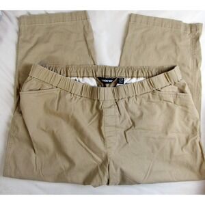 Lands' End Crop Pants Tan Mid Rise Pull On Elastic Waist Women's Size 18W